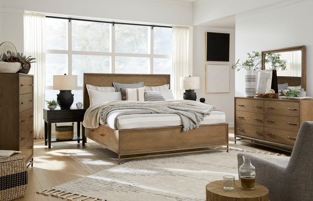Magnussen - Lindon Belgian Wheat And Coffee Bean Queen Panel Storage Bed With Open Nightstand - B5570-54A-KIT6 view 10
