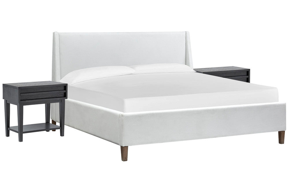 Magnussen - Lindon Belgian Wheat And Coffee Bean Queen White Upholstered Island Bed With 2 Open Nightstands - B5570-50W-KIT7 view 1