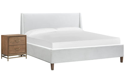 Magnussen - Lindon Belgian Wheat And Coffee Bean Queen White Upholstered Island Bed With Nightstand - B5570-50W-KIT1 view 1
