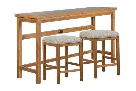 Magnussen - Lindon Belgian Wheat Console Sofa Table With 2 Upholstered Stool - T5570-86KIT1 view 1