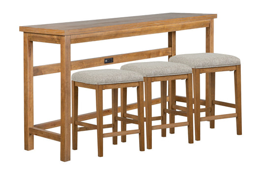 Magnussen - Lindon Belgian Wheat Console Sofa Table With 3 Upholstered Stool - T5570-86KIT2 view 1