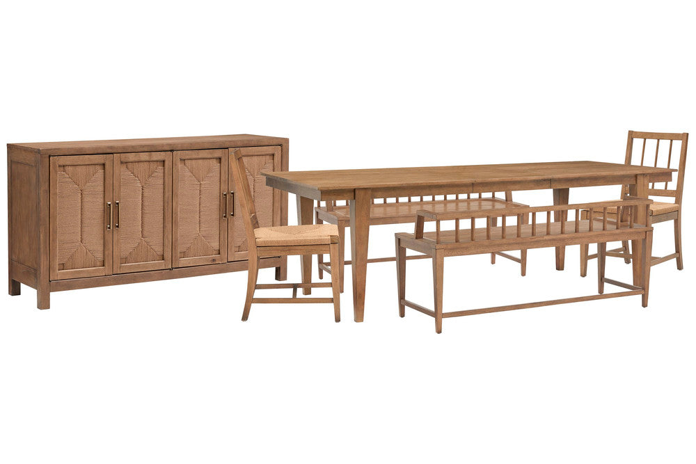 Magnussen - Lindon Belgian Wheat Extendable Rectangular Dining Table With 2 Arm Benches 2 Paper Cord Side Chairs And Buffet - D5570-20-KIT98 view 1