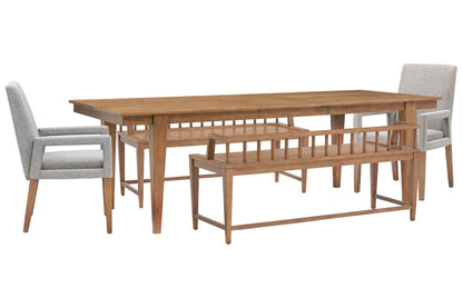 Magnussen - Lindon Belgian Wheat Extendable Rectangular Dining Table With 2 Arm Benches And 2 Grey Arm Chairs - D5570-20-KIT86 view 1
