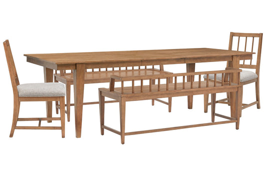 Magnussen - Lindon Belgian Wheat Extendable Rectangular Dining Table With 2 Arm Benches And 2 Grey Side Chairs - D5570-20-KIT76 view 1