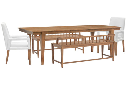 Magnussen - Lindon Belgian Wheat Extendable Rectangular Dining Table With 2 Arm Benches And 2 White Arm Chairs - D5570-20-KIT91 view 1