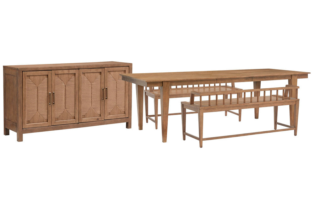 Magnussen - Lindon Belgian Wheat Extendable Rectangular Dining Table With 2 Arm Benches And Buffet - D5570-20-KIT73 view 1