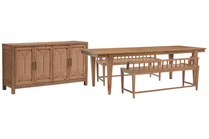 Magnussen - Lindon Belgian Wheat Extendable Rectangular Dining Table With 2 Arm Benches And Buffet - D5570-20-KIT73 view 1