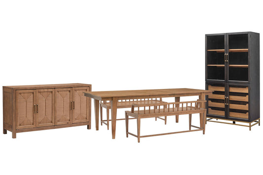 Magnussen - Lindon Belgian Wheat Extendable Rectangular Dining Table With 2 Arm Benches Buffet And Cabinet - D5570-20-KIT75 view 1