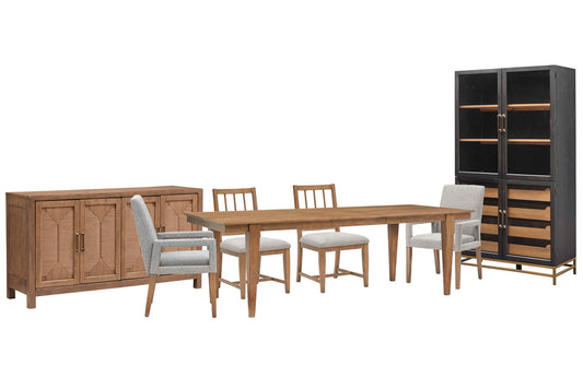 Magnussen - Lindon Belgian Wheat Extendable Rectangular Dining Table With 2 Grey Side Chairs 2 Arm Chairs Buffet And Cabinet - D5570-20-KIT15 view 1