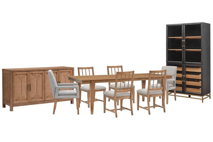 Magnussen - Lindon Belgian Wheat Extendable Rectangular Dining Table With 4 Grey Side Chairs 2 Arm Chairs Buffet And Cabinet - D5570-20-KIT20 view 1