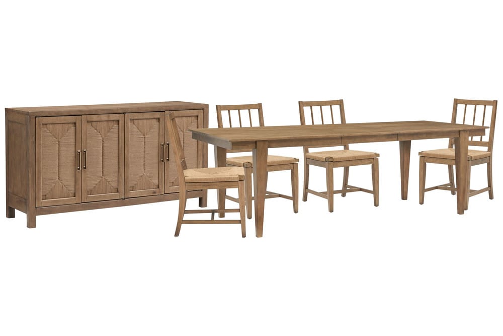 Magnussen - Lindon Belgian Wheat Extendable Rectangular Dining Table With 4 Paper Cord Side Chairs And Buffet - D5570-20-KIT43 view 1