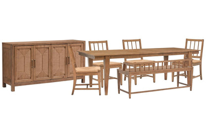 Magnussen - Lindon Belgian Wheat Extendable Rectangular Dining Table With 4 Paper Cord Side Chairs Arm Bench And Buffet - D5570-20-KIT58 view 1