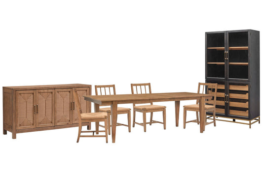 Magnussen - Lindon Belgian Wheat Extendable Rectangular Dining Table With 4 Paper Cord Side Chairs Buffet And Cabinet - D5570-20-KIT45 view 1