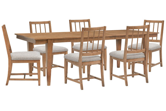 Magnussen - Lindon Belgian Wheat Extendable Rectangular Dining Table With 6 Grey Side Chairs - D5570-20-KIT6 view 1