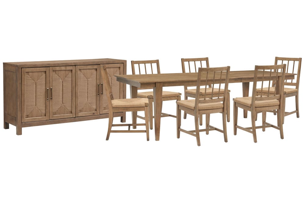 Magnussen - Lindon Belgian Wheat Extendable Rectangular Dining Table With 6 Paper Cord Side Chairs And Buffet - D5570-20-KIT48 view 1