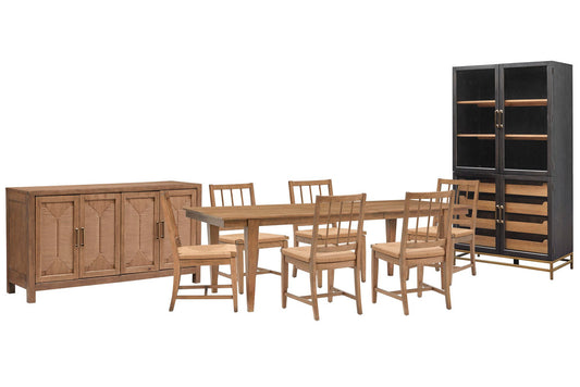 Magnussen - Lindon Belgian Wheat Extendable Rectangular Dining Table With 6 Paper Cord Side Chairs Buffet And Cabinet - D5570-20-KIT50 view 1