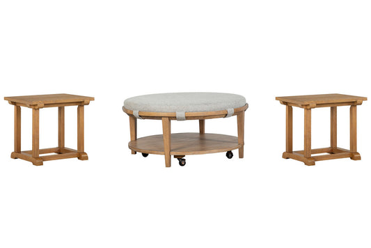 Magnussen - Lindon Belgian Wheat Grey Round Caster Cocktail Table With 2 Rectangular End Table - T5570-45GKIT5 view 1