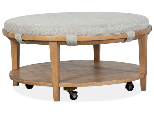 Magnussen - Lindon Belgian Wheat Grey Round Caster Cocktail Table With 2 Rectangular End Table - T5570-45GKIT5 view 2