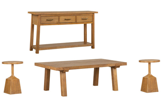 Magnussen - Lindon Belgian Wheat Rectangular Cocktail Table With 2 Pedestal Accent End Table And Sofa Table - T5570-43KIT3 view 1