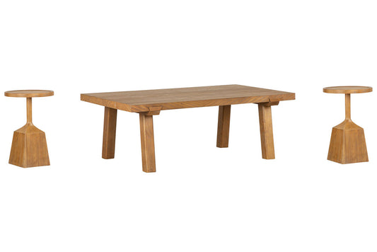 Magnussen - Lindon Belgian Wheat Rectangular Cocktail Table With 2 Pedestal Accent End Table - T5570-43KIT2 view 1