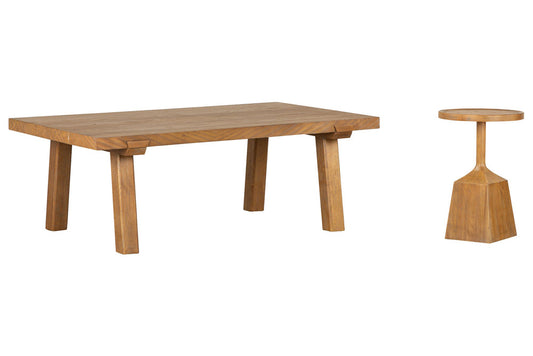 Magnussen - Lindon Belgian Wheat Rectangular Cocktail Table With Pedestal Accent End Table - T5570-43KIT1 view 1