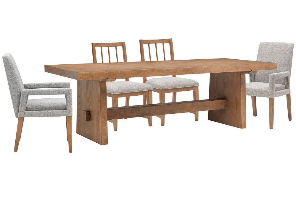 Magnussen - Lindon Belgian Wheat Trestle Dining Table With 2 Grey Side Chairs And 2 Arm Chairs - D5570-21-KIT11 view 1