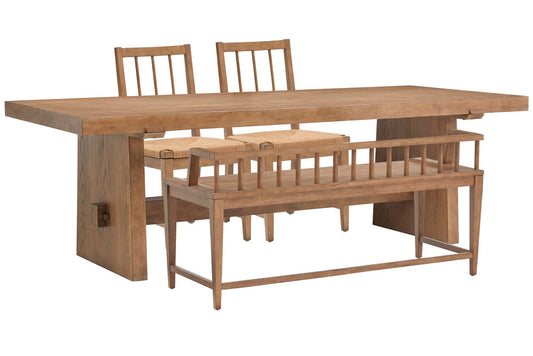 Magnussen - Lindon Belgian Wheat Trestle Dining Table With 2 Paper Cord Side Chairs And Arm Bench - D5570-21-KIT51 view 1