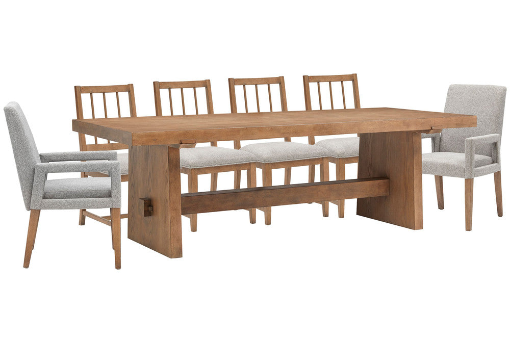 Magnussen - Lindon Belgian Wheat Trestle Dining Table With 4 Grey Side Chairs And 2 Arm Chairs - D5570-21-KIT16 view 1