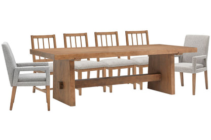 Magnussen - Lindon Belgian Wheat Trestle Dining Table With 4 Grey Side Chairs And 2 Arm Chairs - D5570-21-KIT16 view 1