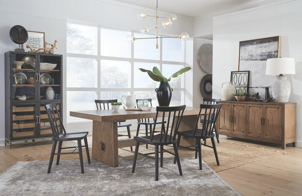 Magnussen - Lindon Belgian Wheat Trestle Dining Table With 4 Grey Side Chairs And Buffet - D5570-21-KIT3 view 10