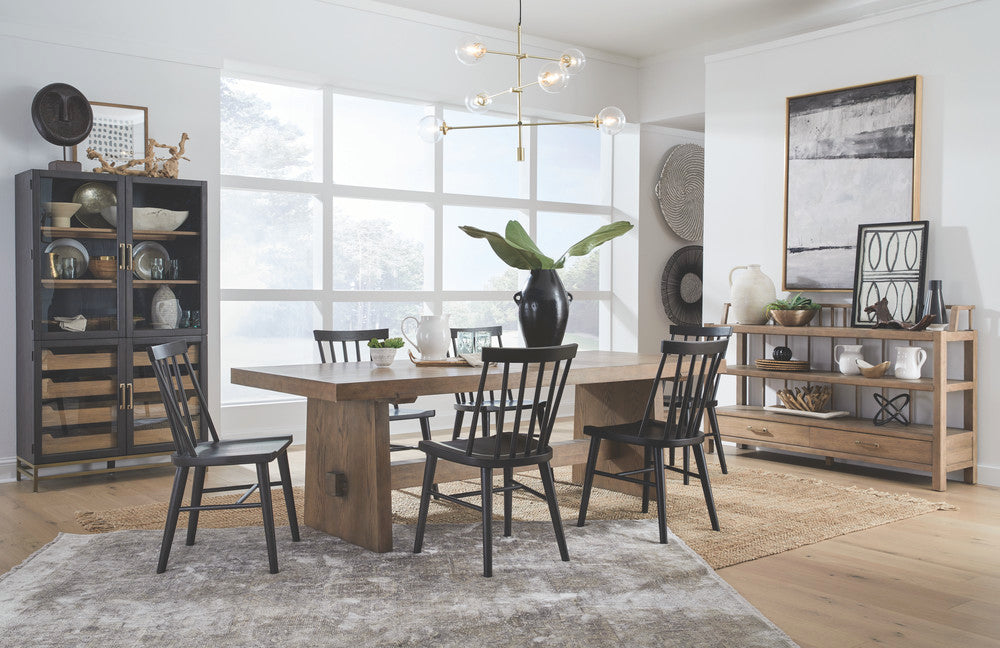Magnussen - Lindon Belgian Wheat Trestle Dining Table With 4 Grey Side Chairs Buffet And Cabinet - D5570-21-KIT5 view 9