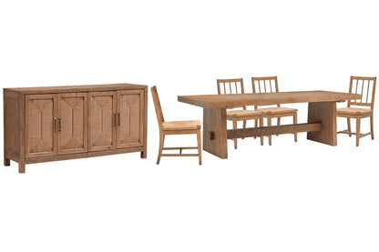 Magnussen - Lindon Belgian Wheat Trestle Dining Table With 4 Paper Cord Side Chairs And Buffet - D5570-21-KIT43 view 1