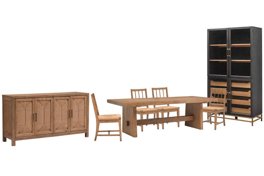 Magnussen - Lindon Belgian Wheat Trestle Dining Table With 4 Paper Cord Side Chairs Buffet And Cabinet - D5570-21-KIT45 view 1