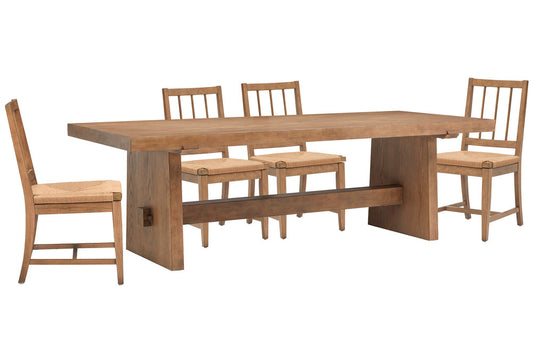 Magnussen - Lindon Belgian Wheat Trestle Dining Table With 4 Paper Cord Side Chairs - D5570-21-KIT41 view 1