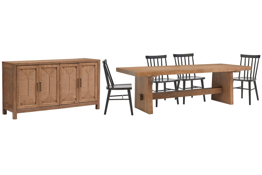 Magnussen - Lindon Belgian Wheat Trestle Dining Table With 4 Side Chairs And Buffet - D5570-21-KIT63 view 1