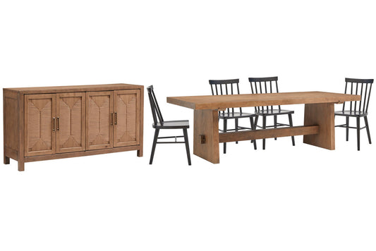 Magnussen - Lindon Belgian Wheat Trestle Dining Table With 4 Side Chairs And Buffet - D5570-21-KIT63 view 1