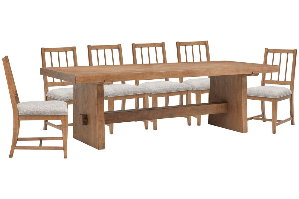 Magnussen - Lindon Belgian Wheat Trestle Dining Table With 6 Grey Side Chairs - D5570-21-KIT6 view 1