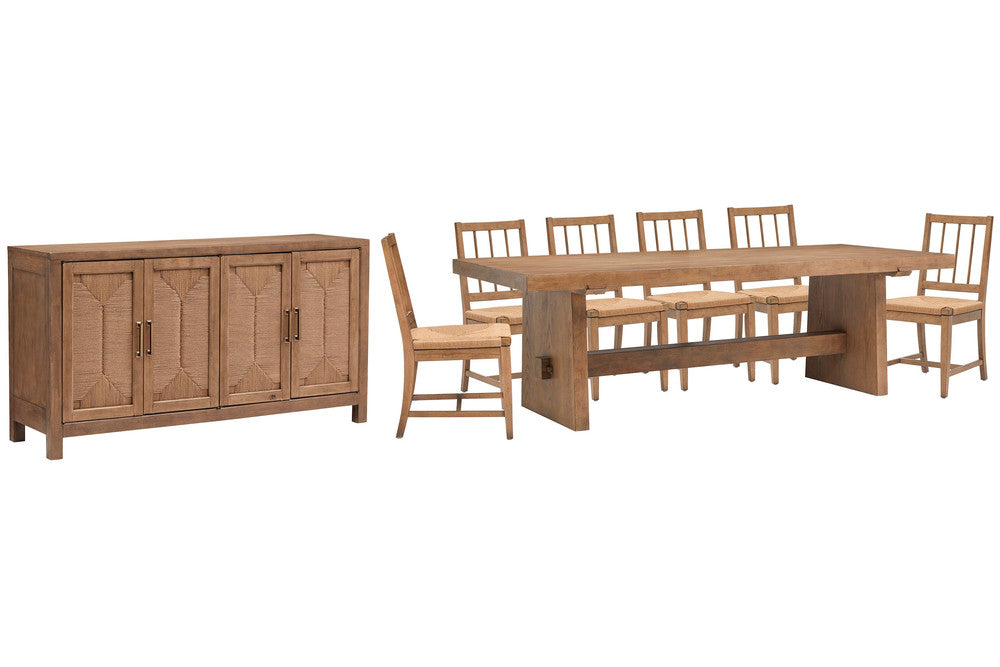 Magnussen - Lindon Belgian Wheat Trestle Dining Table With 6 Paper Cord Side Chairs And Buffet - D5570-21-KIT48 view 1