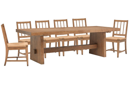 Magnussen - Lindon Belgian Wheat Trestle Dining Table With 6 Paper Cord Side Chairs - D5570-21-KIT46 view 1