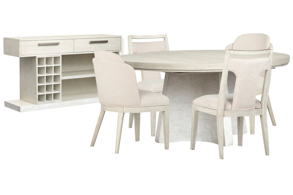 Magnussen - Lorelei Misty Cloud Extendable 54" Round Dining Table With 2 Side Chairs 2 Host Chairs And Sideboard - D5893-24-KIT8 view 1