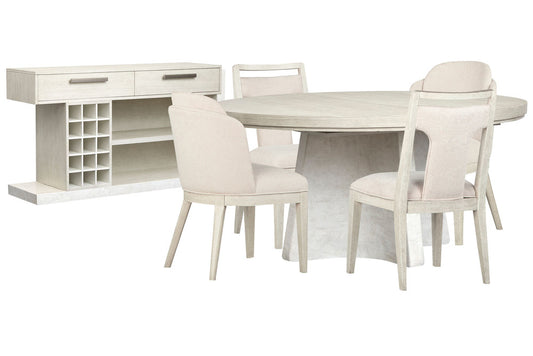 Magnussen - Lorelei Misty Cloud Extendable 54" Round Dining Table With 2 Side Chairs 2 Host Chairs And Sideboard - D5893-24-KIT8 view 1