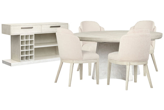 Magnussen - Lorelei Misty Cloud Extendable 54" Round Dining Table With 4 Host Chairs And Sideboard - D5893-24-KIT5 view 1
