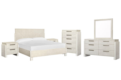 Magnussen - Lorelei Misty Cloud King Panel Bed 2 Nightstands Drawer Dresser With Landscape Mirror And Drawer Chest - B5893-64-KIT5 view 1