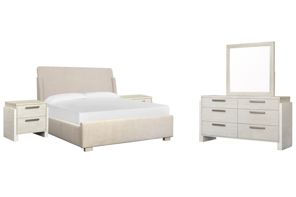 Magnussen - Lorelei Misty Cloud Queen Upholstered Sleigh Bed 2 Nightstands And Drawer Dresser With Landscape Mirror - B5893-52-KIT4 view 1