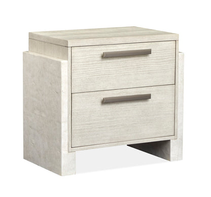 Magnussen - Lorelei Misty Cloud Queen Upholstered Sleigh Bed 2 Nightstands And Drawer Dresser With Landscape Mirror - B5893-52-KIT4 view 5