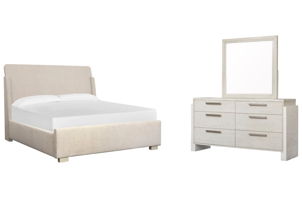 Magnussen - Lorelei Misty Cloud Queen Upholstered Sleigh Bed And Drawer Dresser With Landscape Mirror - B5893-52-KIT3 view 1