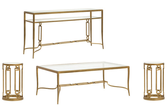 Magnussen - Lorena Burnished Brass Rectangular Cocktail Table With 2 Accent Table And Sofa Table - T6300-43KIT3 view 1