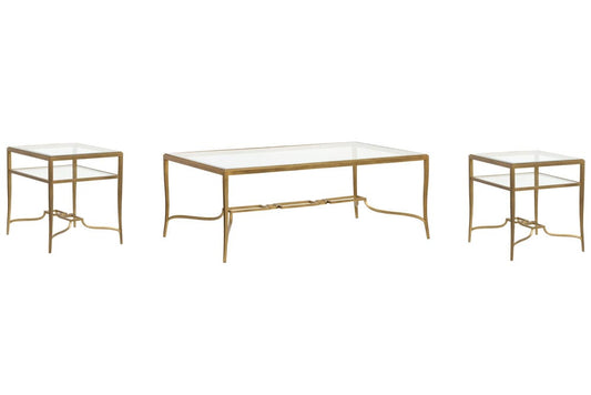 Magnussen - Lorena Burnished Brass Rectangular Cocktail Table With 2 End Table - T6300-43KIT5 view 1