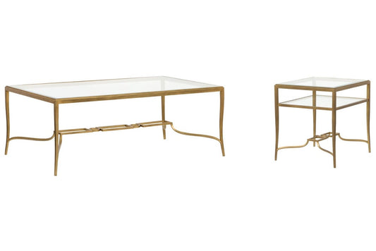 Magnussen - Lorena Burnished Brass Rectangular Cocktail Table With End Table - T6300-43KIT4 view 1