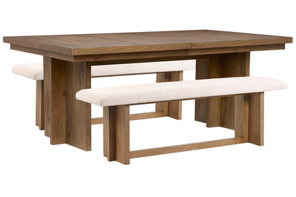 Magnussen - Marcel Harvest Brown Extendable Trestle Dining Table With 2 Benches - D6378-21-KIT11 view 1